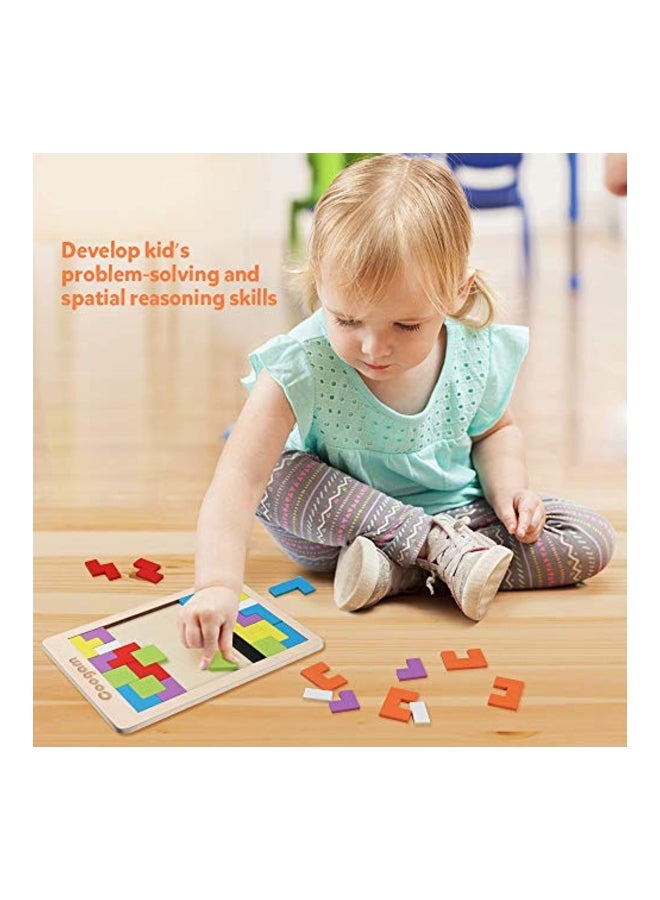 مجموعة قطع أحجيات تركيب خشبية لإعمال العقل، مكونة من 40 قطعة - Image 3